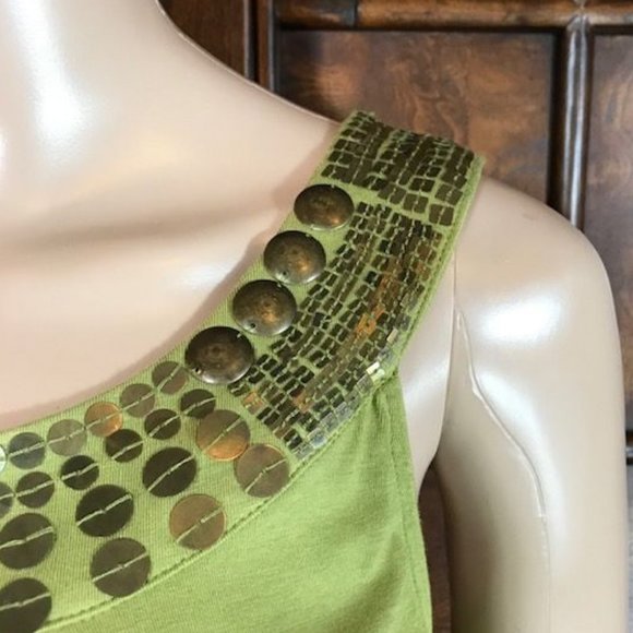 Anne Klein Roman Citrine Matte Bronze Sequin Pima Cotton/Modal Swing Tank - Picture 8 of 11